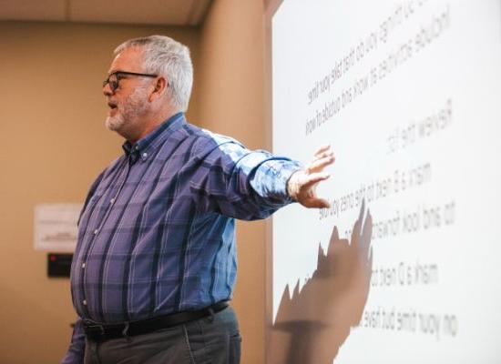 Instructor presenting on leadership